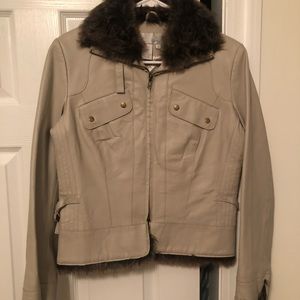 Spiegel leather jacket with fur trim